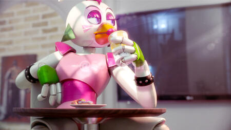 Chica Grabs a Drink